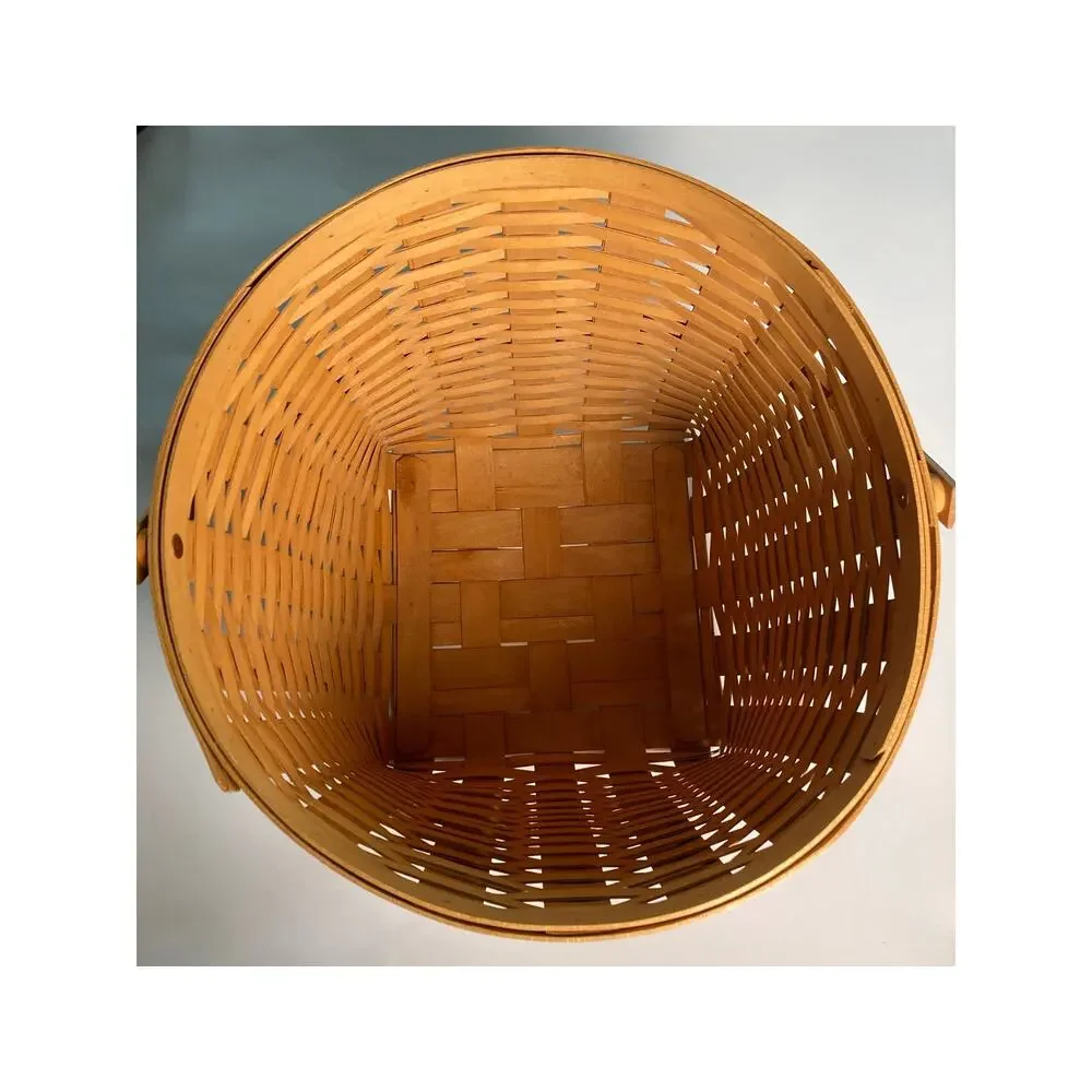 2002 Longaberger Tall Basket with Handle & Fruit Medley Cloth Liner 